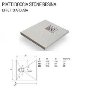 Piatto doccia “Linea Stone” in resina effetto ardesia Colore bianca
