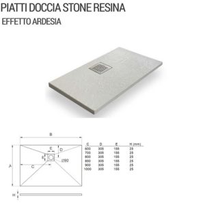 Piatto doccia “Linea Stone” in resina effetto ardesia Colore bianca