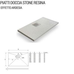 Piatto doccia “Linea Stone” in resina effetto ardesia Colore bianca