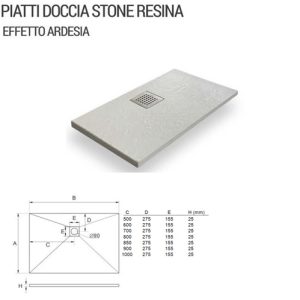 Piatto doccia “Linea Stone” in resina effetto ardesia Colore bianca