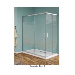 Box Strass Angolo 70X90  Vetro Fascia Tipo 1 Prof. Cromo