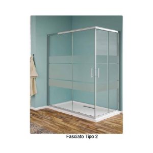 Box Strass Angolo 90X140 Vetro Fascia Tipo 2 Prof. Cromo