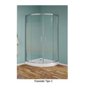 Box doccia tondo, serie Strass, in vetro con fascia nel vetro, tipo 1, profilo cromato