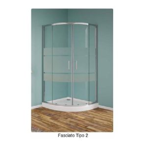 Box doccia tondo, serie Strass, in vetro con fascia nel vetro, tipo 2, profilo cromato