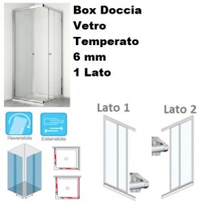 Lato Box Strass Angolo 90   Zx Vetro Temperato 6 Mm Trasparente  PBS900218