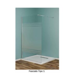 Box doccia Serie “STRASS” Walk -con fascia nel vetro, tipo 1, profilo cromato