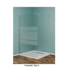 Box doccia Serie “STRASS” Walk -con fascia nel vetro, tipo 2, profilo cromato