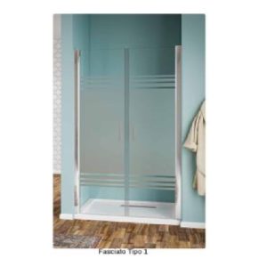 Porta Doccia Strass 2 Ante Vetro Tipo Fascia 1  Profilo Cromo Serie Basculante Tipo Saloon