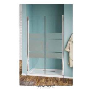 Porta Doccia Strass 2 Ante Vetro Tipo Fascia 2  Profilo Cromo Serie Basculante Tipo Saloon
